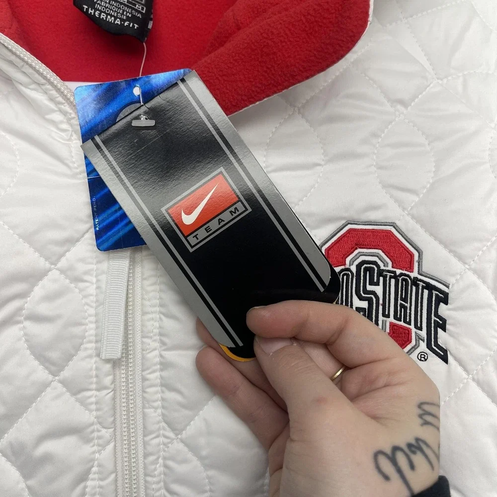 Ohio State Buckeyes Jacket Womens Medium White NCAA Football Nike Therma Fit